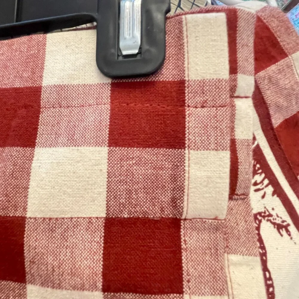 New Rooster Curtain Set Park B. Smith 2 Window Curtains Chicken Red Checked